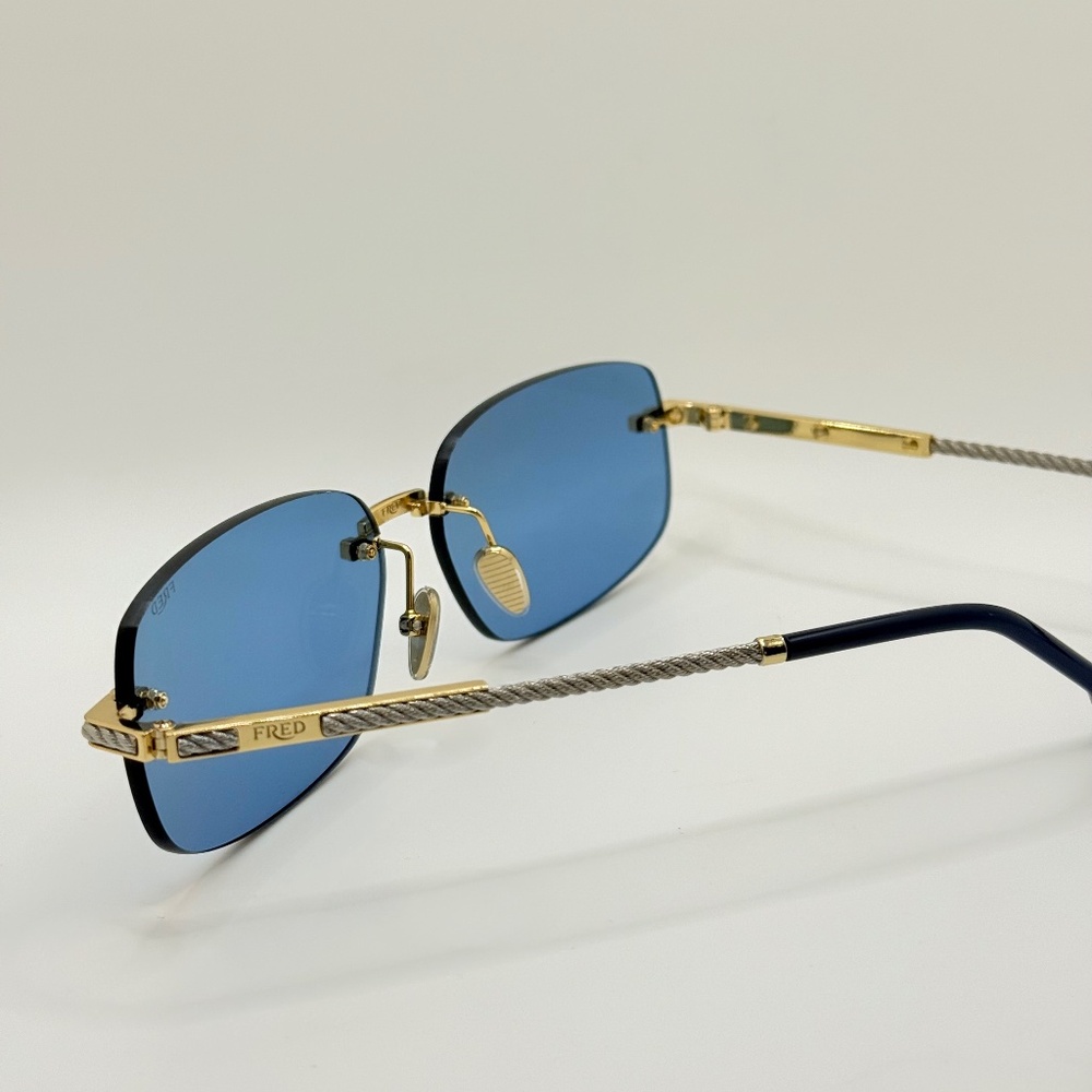 FRED FG40049U 30V Shiny Gold/Blue Sunglasses 60-14-145 NEW (Replacement Box) - Picture 7 of 16
